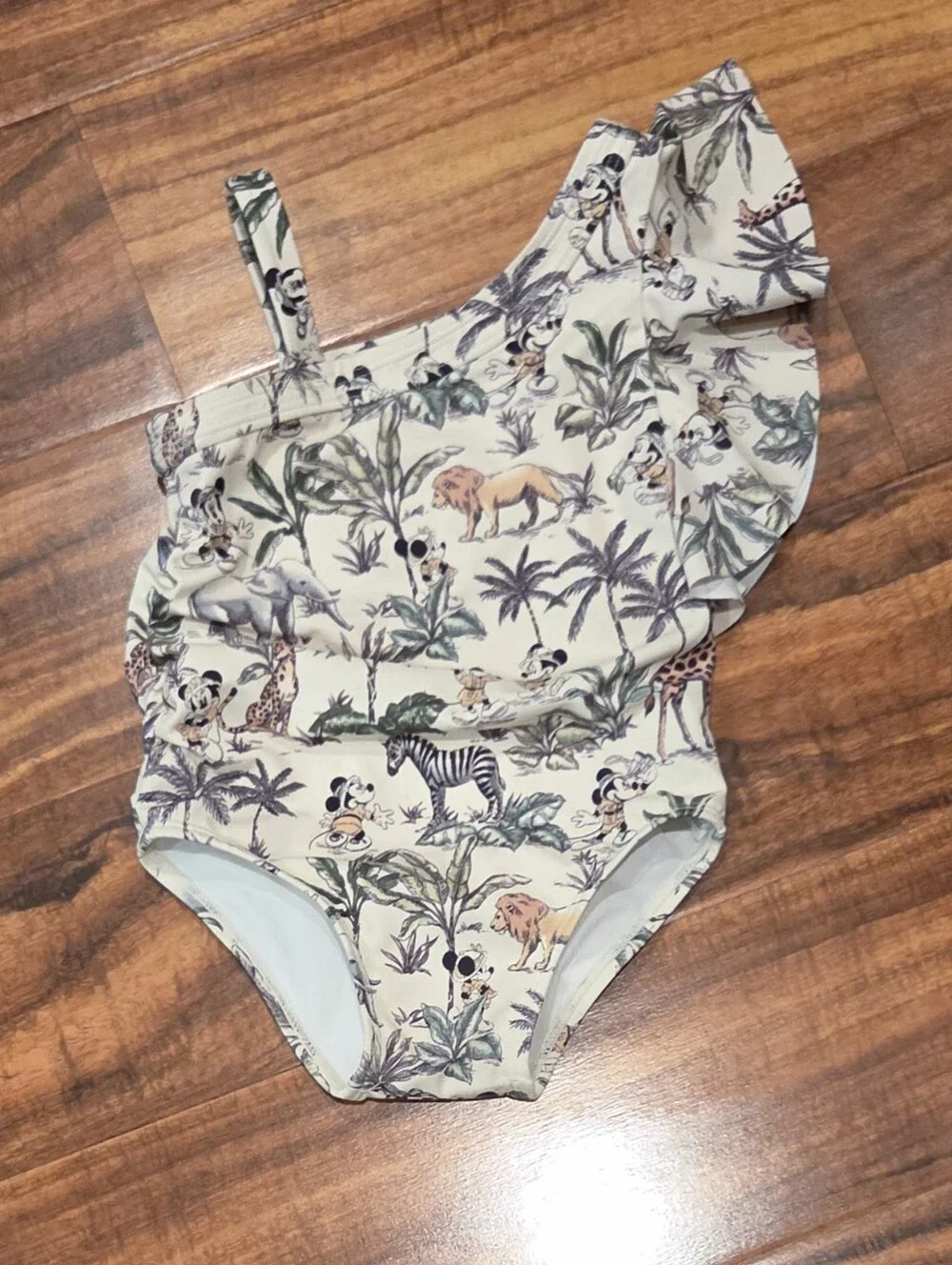 Janie and Jack X Disney Cream Tropical Animal Print One-Piece Swimsuit